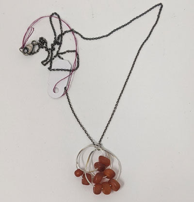 Katie Rosenblatt: Brick Red Frosted Glass Loop Necklace