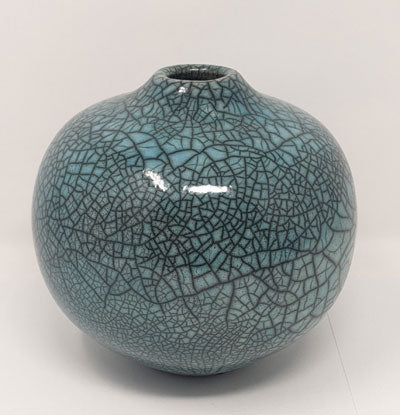 Bob Green: Round Blue Crackle Vase