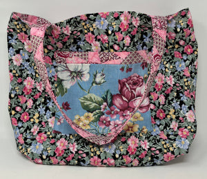 Annie Collins: Pink Feather/ Floral Bag