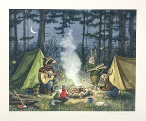 Astrid Sheckels: Music By the Campfire Print