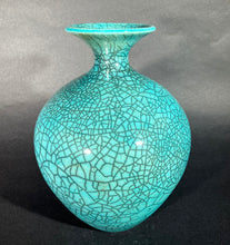 Load image into Gallery viewer, Bob Green; Blue Crackle Raku Vase