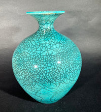 Load image into Gallery viewer, Bob Green; Blue Crackle Raku Vase