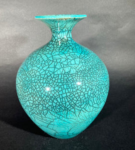 Bob Green; Blue Crackle Raku Vase