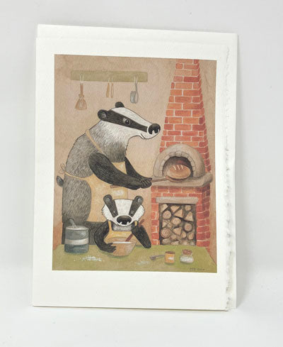Chaldea Emerson Deyman: Badger Baking Bread Card
