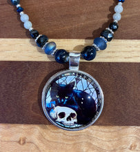 Load image into Gallery viewer, Caitlin Keyes: Gemstone Cat &amp; Skull Pendant Necklace