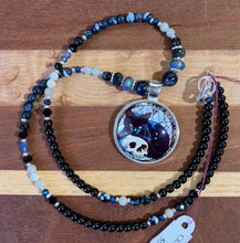 Load image into Gallery viewer, Caitlin Keyes: Gemstone Cat &amp; Skull Pendant Necklace