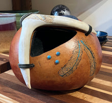Load image into Gallery viewer, Ceil Rossi: Gourd With Feathered Antler