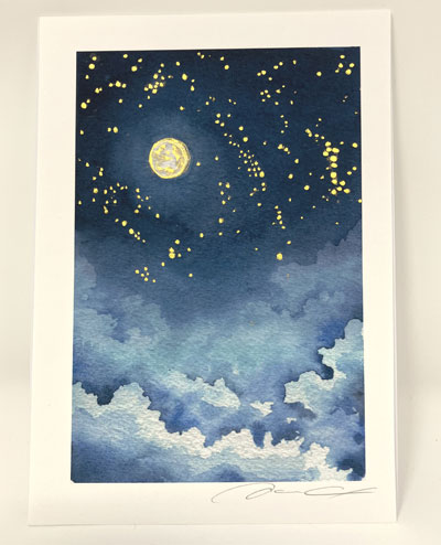 Dani Antes: Dreamy Moon in Indigo print