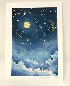 Dani Antes: Dreamy Moon in Indigo print