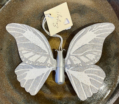 Dana Schildkraut: Silver Glitter Butterfly Ornament