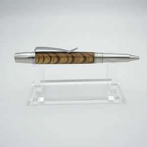 Inkpot Pens: Stainless Steel and Zebrawood Pen