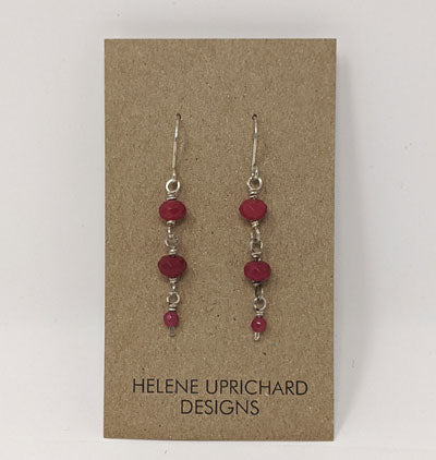 Helene Uprichard: Triple Ruby Dangle Earrings