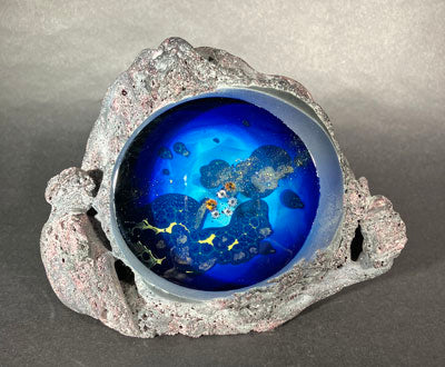 Josh Simpson アート 青と緑の惑星模様 ガラス玉 JS02 作家 Josh Simpson アート 青と緑の惑星模様 ガラス玉 JS02 作家