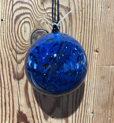 Josh Simpson Contemporary Glass: Dark Blue New Mexico Ornament