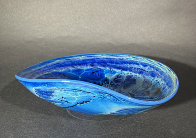 Josh Simpson Contemporary Glass: Blue New Mexico Eccentric Bowl