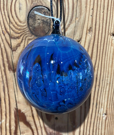 Josh Simpson Contemporary Glass: Dark Blue New Mexico Ornament