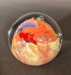 Josh Simpson Contemporary Glass: 3" Red New Mexico Inhabited Planet