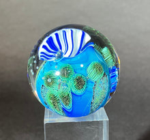 Load image into Gallery viewer, Josh Simpson Contemporary Glass: 1.75&quot; Inhabited Planet in Brass Globe Stand