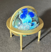 Load image into Gallery viewer, Josh Simpson Contemporary Glass: 1.75" Inhabited Planet in Brass Globe Stand