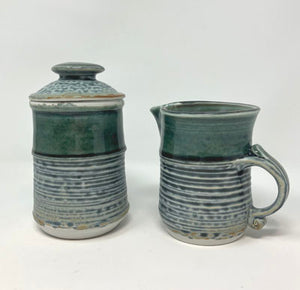 John Varner: Blue & Green Sugar and Creamer Set