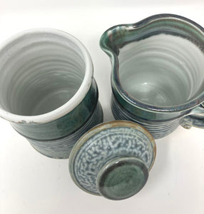 John Varner: Blue & Green Sugar and Creamer Set