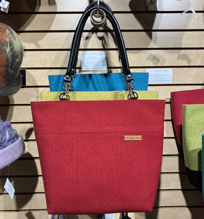 Katherine MacColl: Red Ticking Handbag
