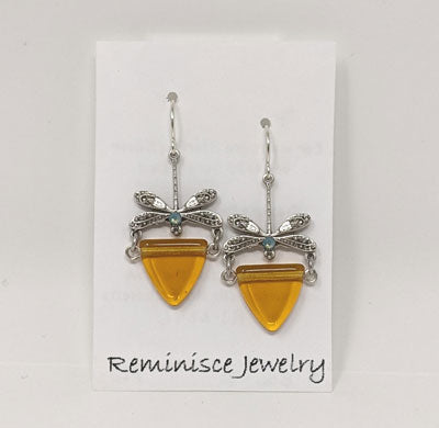 Reminisce Jewelry: Topaz Glass Fan and Swarovski Crystal Earrings