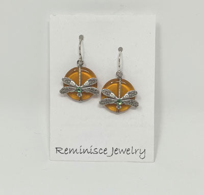 Reminisce Jewelry: Topaz Glass Coin Earrings