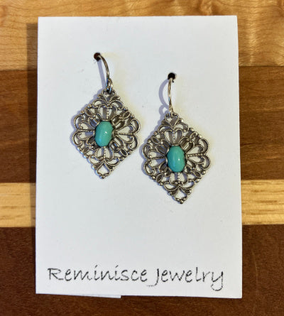 Reminisce Jewelry: Turquoise Glass Earrings