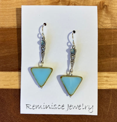 Reminisce Jewelry: Turquoise Glass Earrings