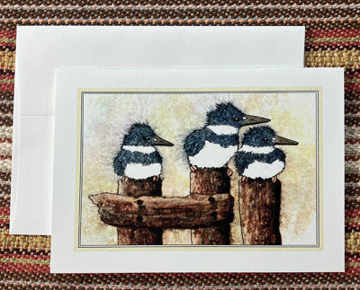 Polly French: 3 Baby Kingfishers Card