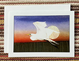 Polly French: Egret/Moon Card