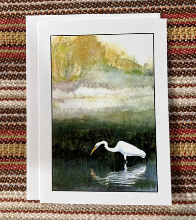 Polly French: Egret in Marsh Card