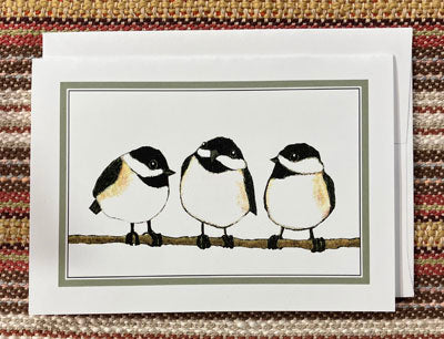 Polly French: Three Chickadees Card