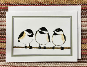 Polly French: Three Chickadees Card