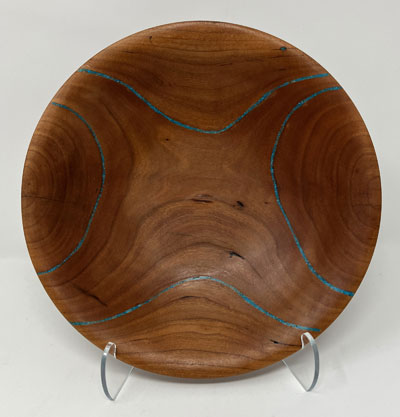 Sandy Renna: Cherry Bowl With Turquoise Inlay