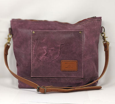 Cowbell Leather Co: Purple Zippered Tote Bag