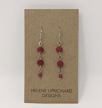 Helene Uprichard: Triple Ruby Dangle Earrings
