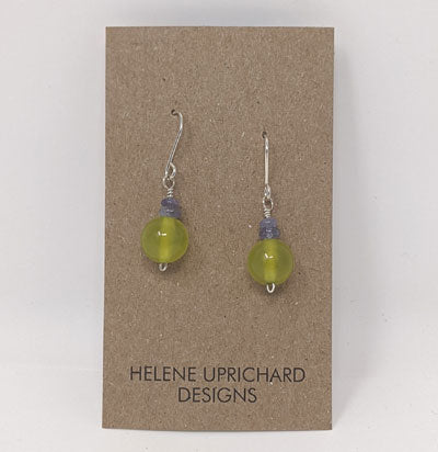 Helene Uprichard: Lemon Jade and Iolite Earrings.