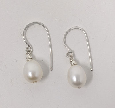 Rebecca Rose: White Pearl Earrings