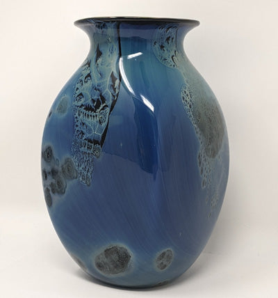 Josh Simpson Contemporary Glass: Blue New Mexico Vase With Corona Interior