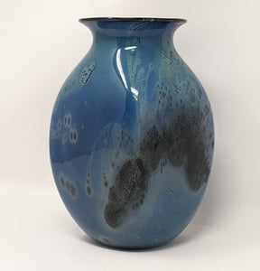 Josh Simpson Contemporary Glass: Blue New Mexico Vase With Corona Interior