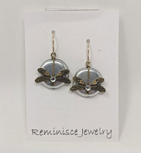 Reminisce Jewelry: Hematite Glass Coin Earrings